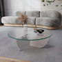 Hanah Home Lily - Mesa de centro blanca con cristal templado